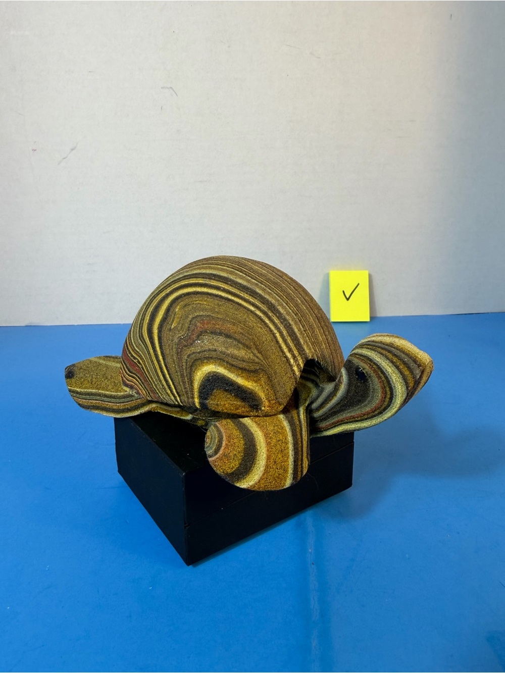 Handmade Sandstone Turtle Sculpture in Multicolor Bands